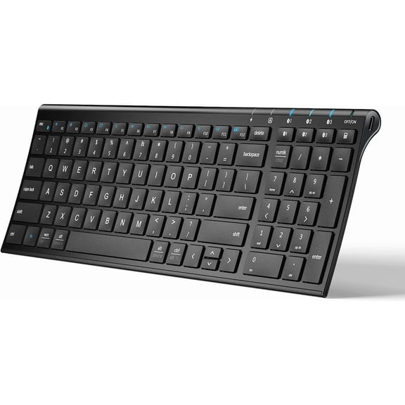 BK10 Bluetooth Keyboard, Universal Bluetooth 5.1 Wireless Keyboard with Number Pad, Ergonomic Design, Multi-Device Compatibility, Stable Connection for Mac, iPad, iPhone, Android, Windows