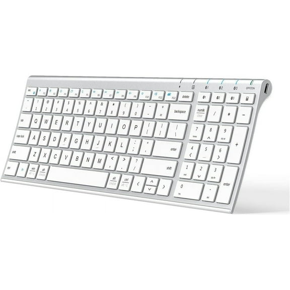 BK10 Bluetooth Keyboard, Universal Bluetooth 5.1 Wireless Keyboard with Number Pad, Ergonomic Design, Multi-Device Compatibility, Stable Connection for Mac, iPad, iPhone, Android, Windows