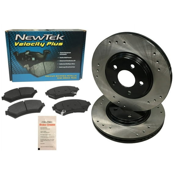 BK1002-6D Front Premium E-Coat Drilled Rotors and Semi-Metallic Disc Brake Pads