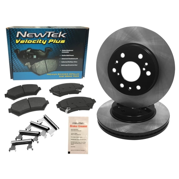 BK1374-2 Front Premium E-Coat Rotors and Semi-Metallic Disc Brake Pads and Hardware Set Kit
