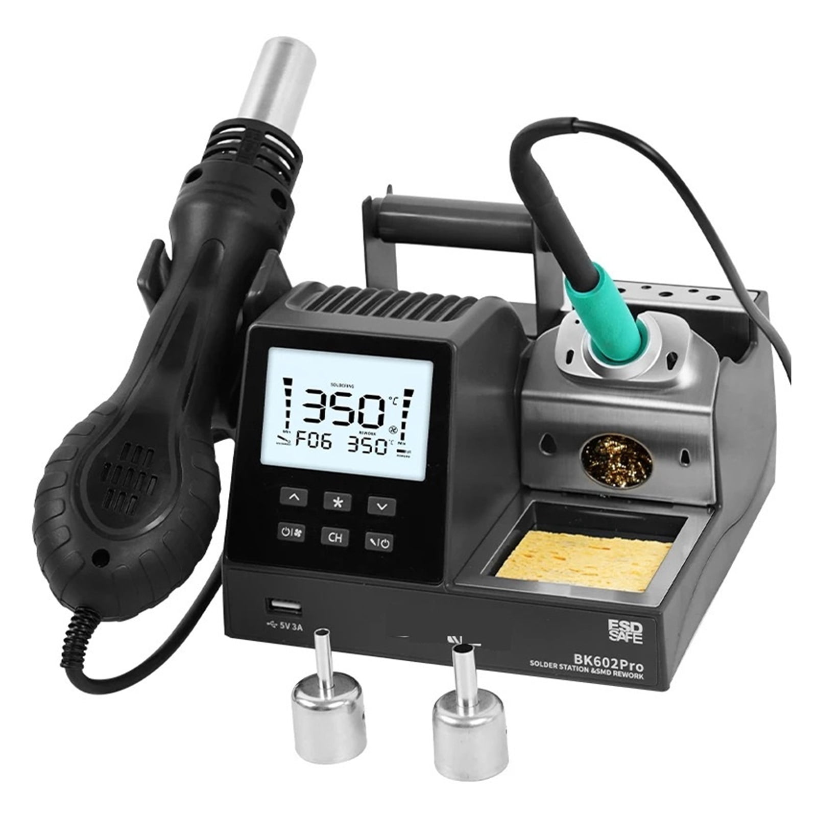 BK602 PRO 2-in-1 Soldering Station, C115 Precision Rework & Heat Gun