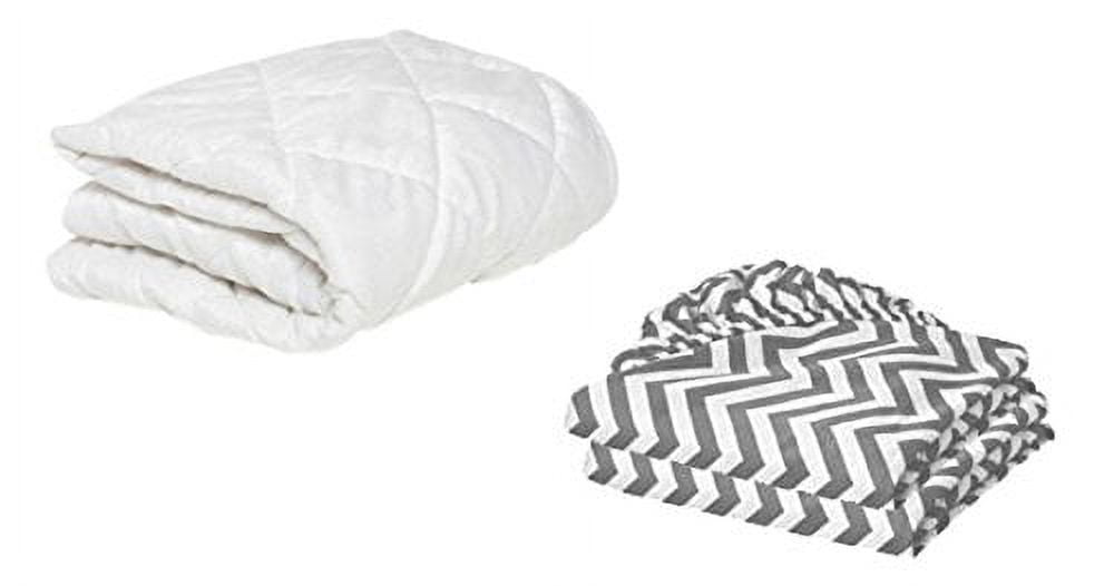 BKB Mattress Protector and 2 Chevron Sheets Combo, Grey, 15 x