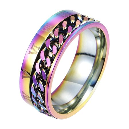 BKBP 0204 Simple Transfer Jewelry Men's Titanium Steel Rotatable Roman Chain Ring Personalized Domineering (No 9) Personality Siple Rings Elegant Adjustable Minimalist Great Gift for Her