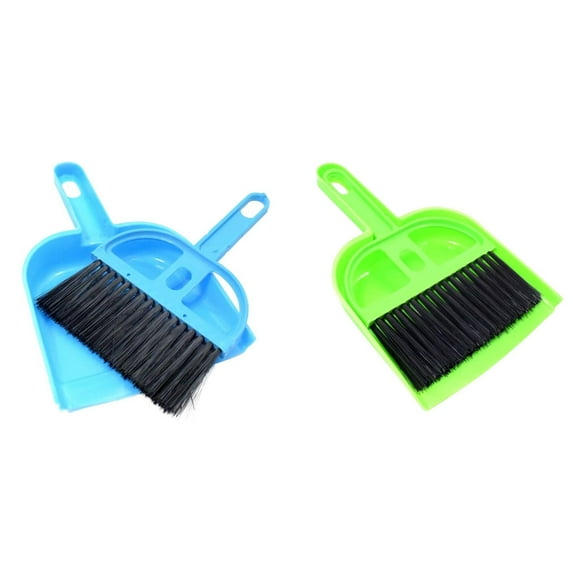 BKBP 2pc Mini Cute Dustpan and Broom Brush Set Whisk and Dust Pans Hand Cleaning Tool for Cars Desk Keyboard Countertop and Pet Nest