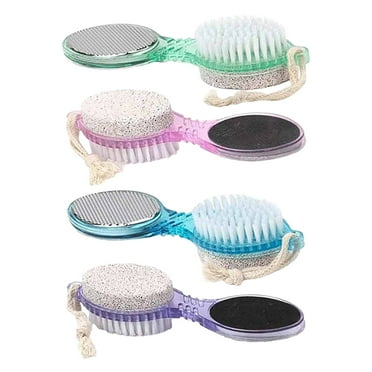 BKBP 4 in 1 Pedicure Paddle Kit Tool with Pumice Stone for Feet, Foot Hand Toe Nail Cleaning Brush, Metal File and Emery Board, Manicure Foot Rasp Callus Remover Pedi Set (2 Pack)