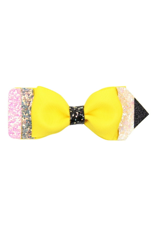 4-Inch Diamond Bow Back to School Season Hair Clip Pencil Girls Hair Ties for Back to School Kindergarten 1st Grade 2nd Grade 3rd Grade 4 Grade 5 Grade