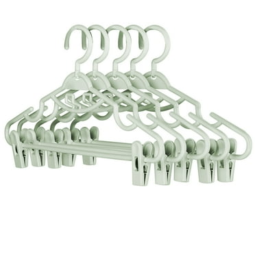 BKBP 5-Pack Clip Hangers with Skirt/Pants Clamps, Multi-Functional Clothes Hanger Organizer for Dresses/Scarves, Durable Plastic Wardrobe Solution for Closet/Dorm Storage ﻿