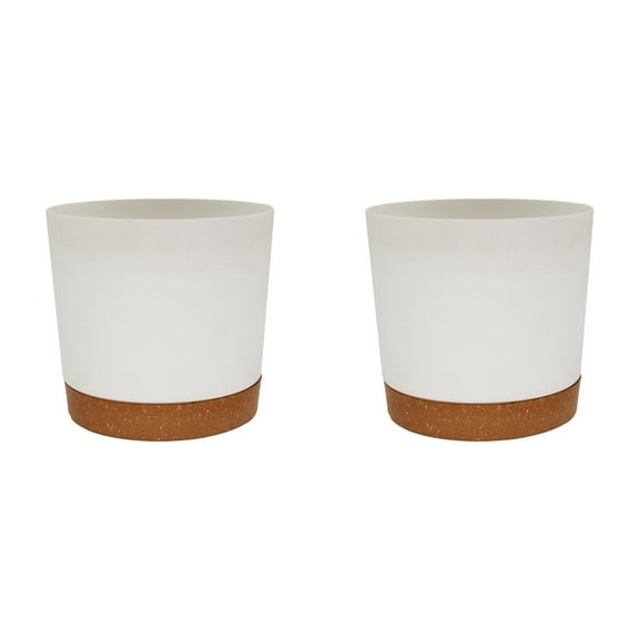 BKBP 8 Inch Pots with Drainage Holes & Removable Base Saucer - Modern Decorative Indoor/Outdoor Garden Planters for Succulents, Herbs and Flower Arrangements