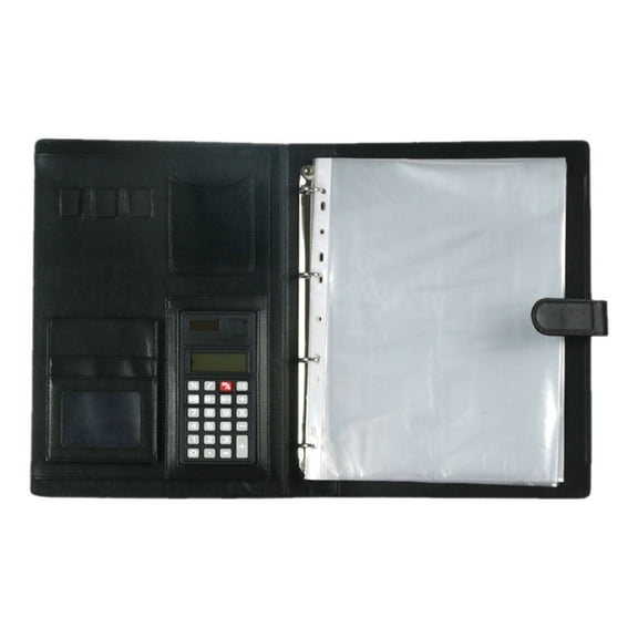 BKBP A4 Leather Padfolio with 3 Ring Portfolio Binder with Clipboard Padfolio for Women Men Office Three Binders Organizer with Calculator Planner Portfolio Notebook Folder