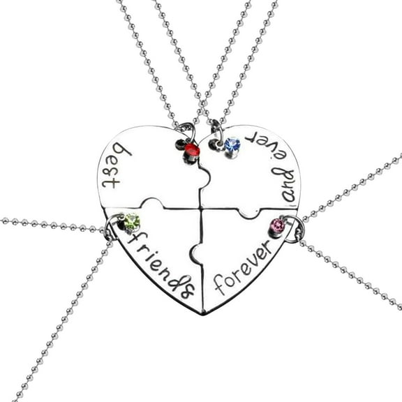 BKBP Friends Four Piece Necklace with Love Lettering and Stitching One English Good Friend's Favorite Splicing in Forever Friend Necklaces Pendants Waterproof Choker Necklace