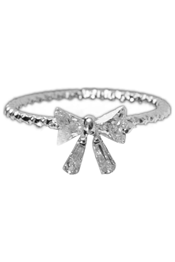 Bow Ring Women's Light Luxury Opening Adjustable Index Finger Female Small Cold Wind Flash Ring Elegant Adjustable Minimalist Thumb Finger Rings Great Gift for Her