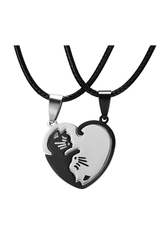 Cat Couple Bestie Necklace Couples Jewelry Stainless Steel Animal Pendant Necklace