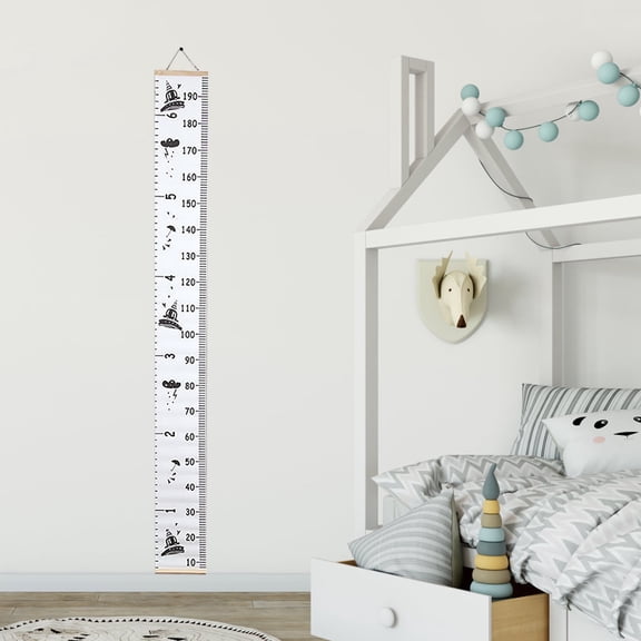 BKBP Children's Cartoon Baby Kids Growth Chart Record Wood Frame Height Measurement Ruler Wall Sticker Hanging Height Stickers Room Wall Decoration