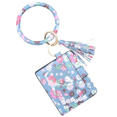 BKBP Creative PU Leather Tassel Bracelet Keychain Wallet Female Card Holder Document Bag Keychain Large Bracelet Keychain Card Holder Tassel Bangle Key Ring Wristband with Wallet Minimalist