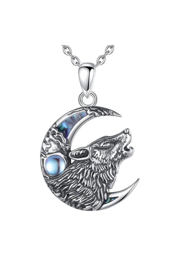 Dark Wind Wolf Moon Pendant Fashion Necklace New Retro Design Sense Gothic Necklace