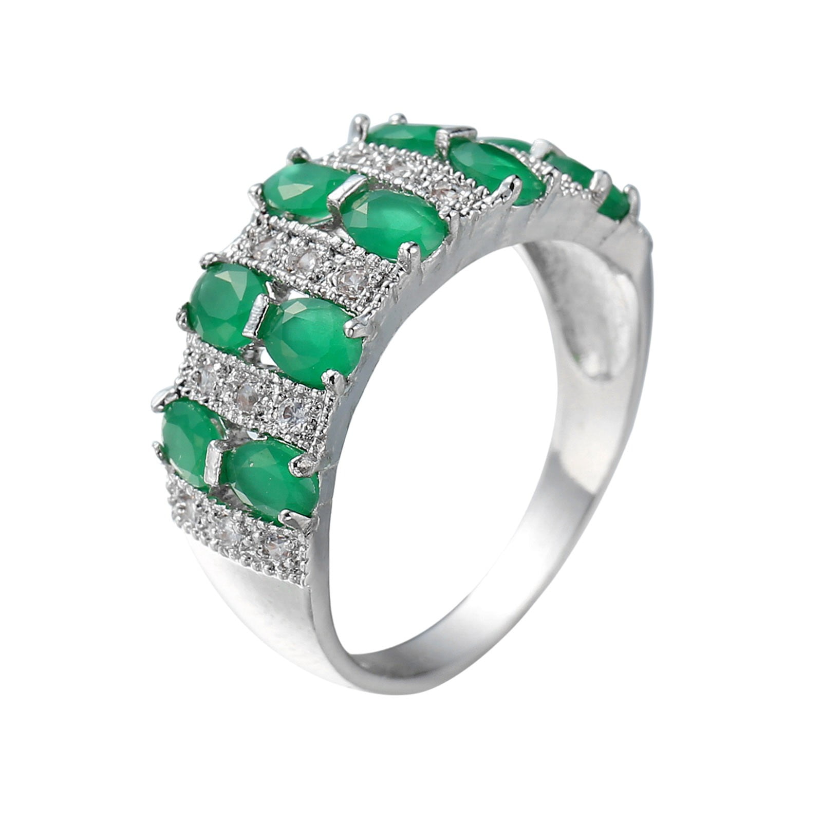 BKBP Double Row Colored Zirconia Ring Silver Women Fashion Trend 