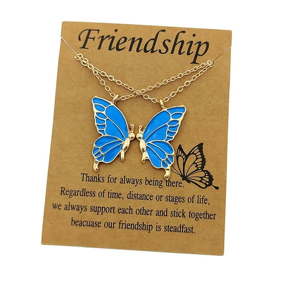 BKBP Friendship Butterfly Necklace Simple Best Friend Oil Drop Stitching Colorful New Female Fashion Gold Silver Two Piece Jewelry Accessories Gift