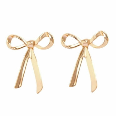 BKBP Gold Hoop Earrings Super Fairy Bow Earrings Gold Bow Earrings for Women Drop Earrings Statement Fringe Dangling Earrings Sparkly Elegant Wedding Jewelry Gifts Earrings for Women Trendy