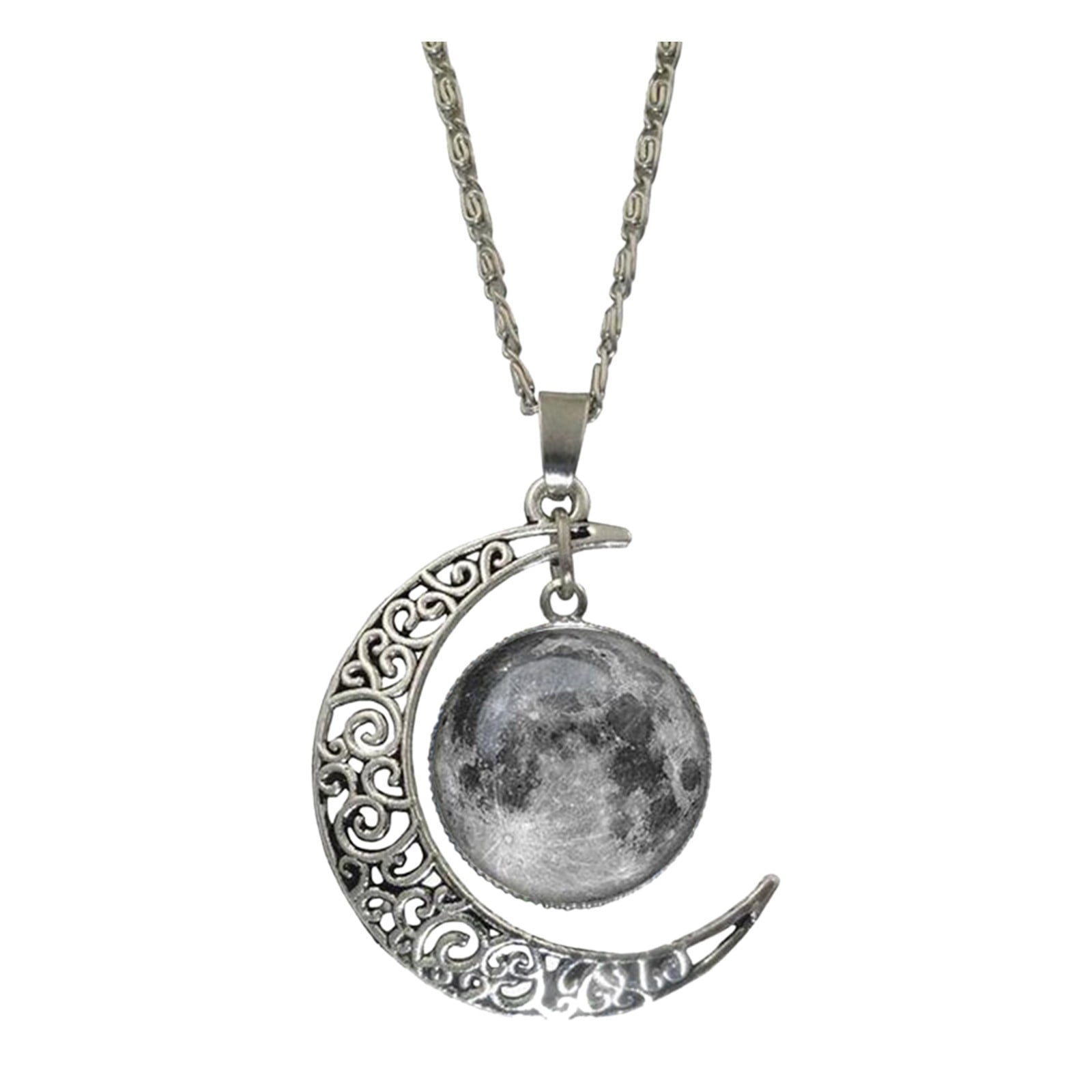 BKBP Hollow Carved Moon and Starry Sky Time Gemstone Necklace 8 Color ...