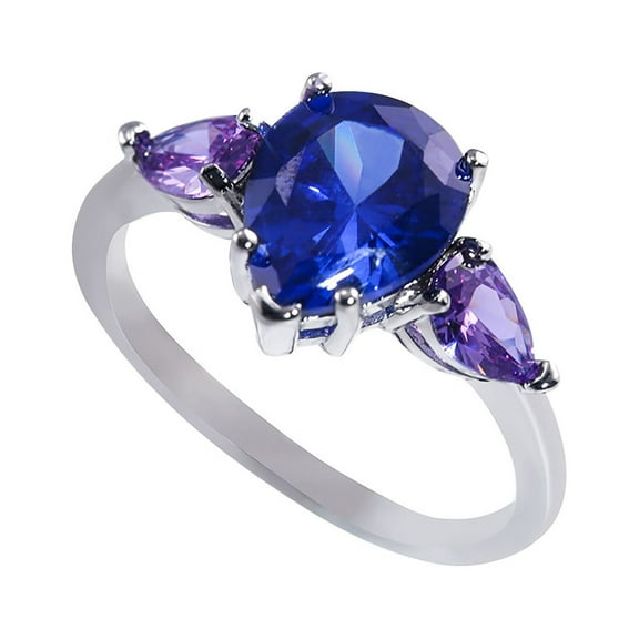 BKBP Pear-Shaped Water Drop Inlaid Blue Purple Zircon Ring Ring 610 Ring Gorgeous Wedding Jewelry for Lover Size Gift Fashion Ring Rings Minimalist Thumb Finger Rings Great Gift for Her