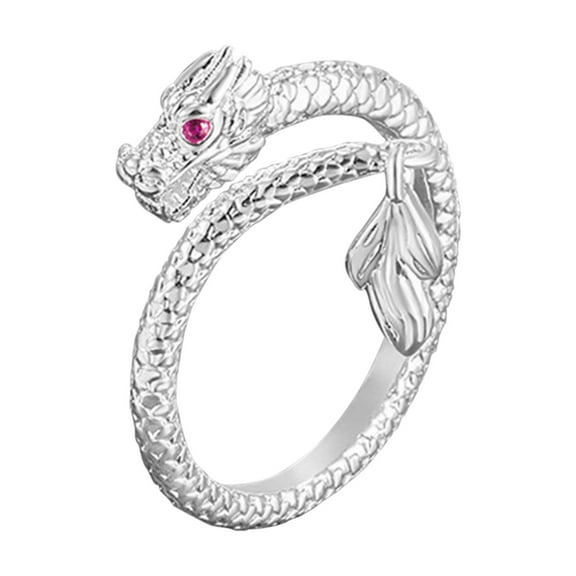 BKBP Pendulum Ring Dragon's Tail S925 Sterling Silver Open for Men Women Year Of Dragon Chinese Zodiac Ring Elegant Adjustable Minimalist Thumb Finger Rings Great Gift for Her