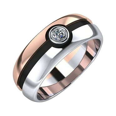 BKBP Rose Gold Two-Tone Poké Ball Ring American Engagement Creative Ring Gold and Beauty Rose Plated Two-Color for European Minimalist Thumb Finger Rings Great Gift for Her