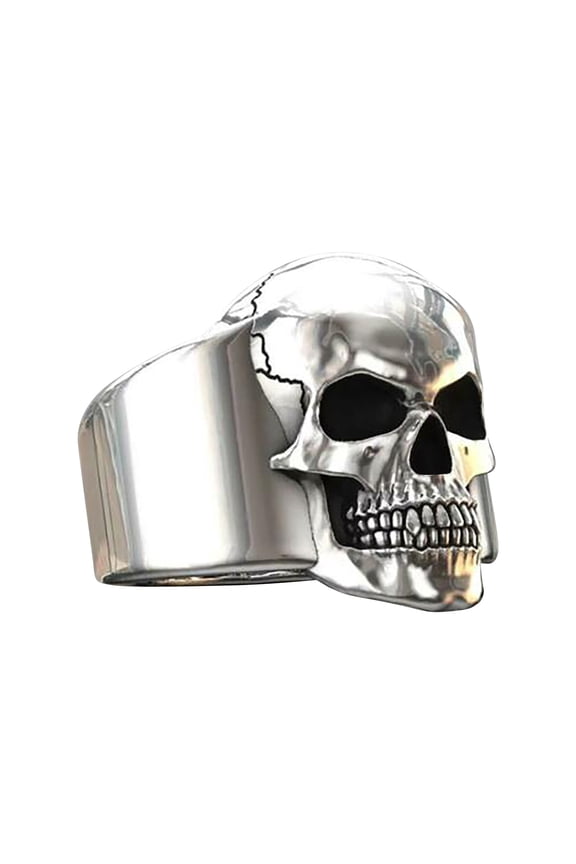 Skull Ring Gothic Jewelry Band Motorcycle Men's Silver Biker Stainless Steel Rings Elegant Adjustable Minimalist Thumb Finger Rings Great Gift for Her