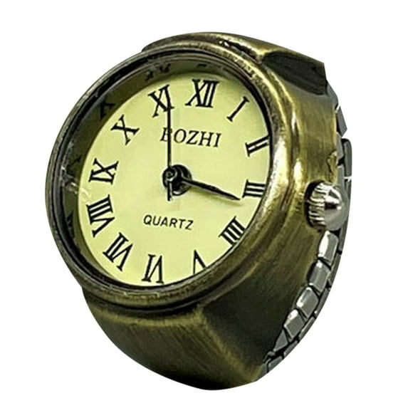 BKBP Watch Ring 1 Pc Real to Tell Time Vintage Clock Round Chunky Silver Adjustable Fashion Jewelry Elegant Adjustable Minimalist Thumb Finger Rings Great Gift for Her