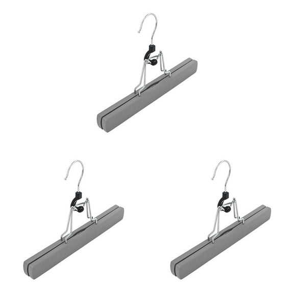 BKBP Wooden Pants Hangers with Clips, 1/3/6PCS Non-Slip Skirt & Trouser Hangers, Solid Wood Clamp Hangers, Durable & Space-Saving for Closet Organization