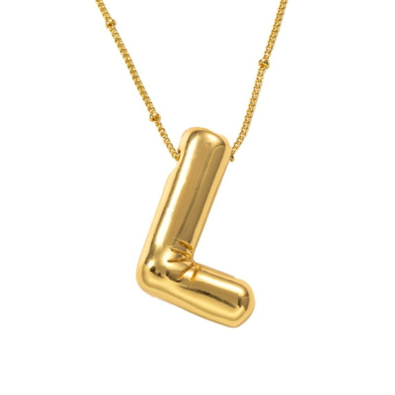BKBP a Z Ins Style 18K Gold Stainless Steel Titanium 26 English Letters Bubble Letter Necklace Plated Balloon Initial Pendant With Bead Chain Dainty Jewelry Gift For Women