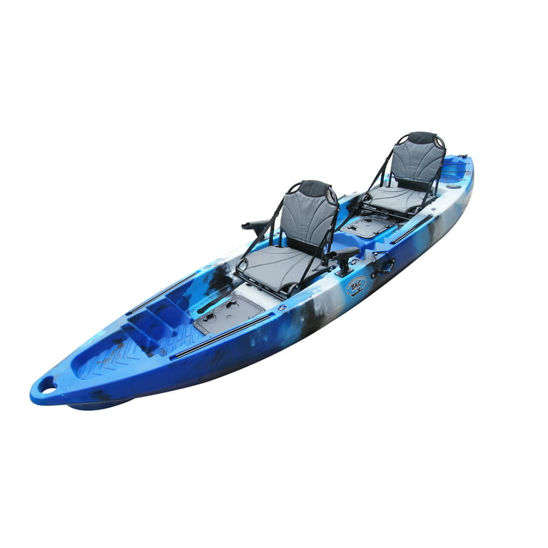 BKC Uh-tk122 Coastal Cruiser 12.9-Foot Tandem 2-3 Person Sit On Top Fishing Kayak- Up-Right SEATS and Paddles Included, Blue