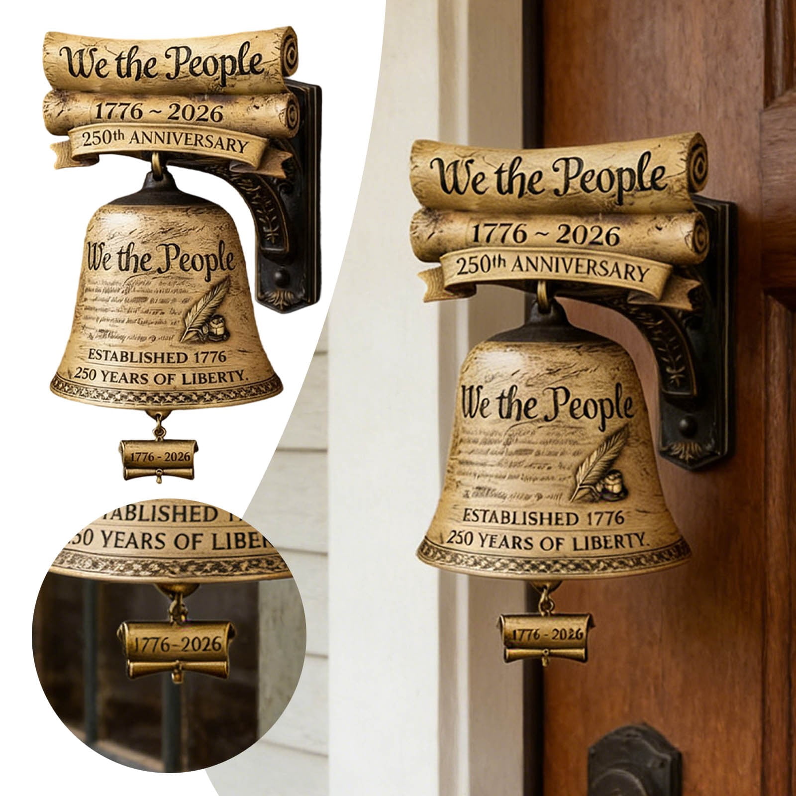 BKER 250th Anniversary America 1776-2026 Doorbell Keepsake Memorial Wind Chime For Front Porch Home