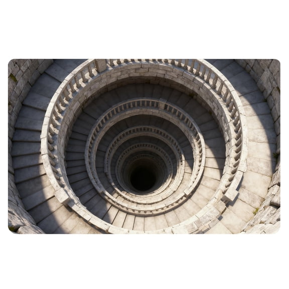 BKER 3D Vortex Illusion Rug for Living Room 24x16ft, Tunnel Optical Carpet, Cracked Stone Grey, Easy Clean Washable Black Hole , for Game Room