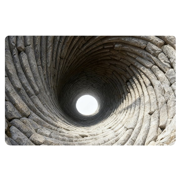 BKER 3D Vortex Illusion Rug for Living Room 24x16ft, Tunnel Optical Carpet, Cracked Stone Grey, Easy Clean Washable Black Hole , for Game Room