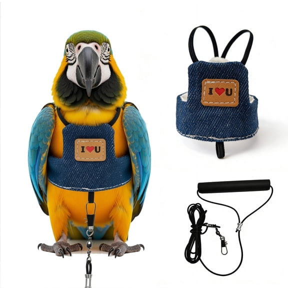 BKER Bird Leash Harness For Parrots Conures And Birds Adjustable Flight Training And Outdoor,Secure And Comfortable (Size M)
