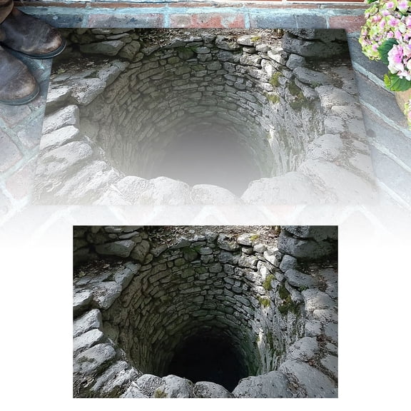 BKER Carpet Bottomless Hole Optical Ilusion Area Rug,3D Vortex Optical Illusion Rug Round Area Trap,3D Visual Illusion Fluffy Carpet,Anti-Skid Floor Mat