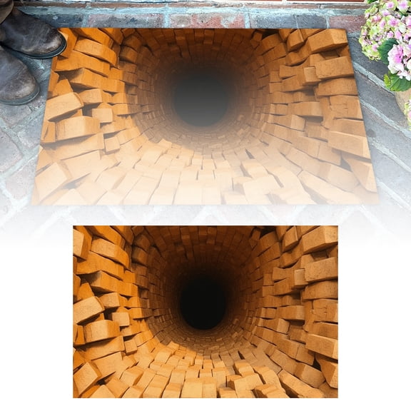 BKER Carpet Bottomless Hole Optical Ilusion Area Rug,3D Vortex Optical Illusion Rug Round Area Trap,3D Visual Illusion Fluffy Carpet,Anti-Skid Floor Mat