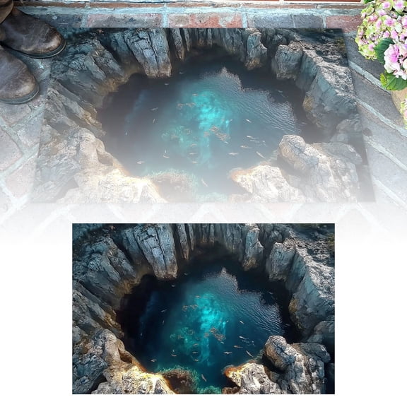 BKER Carpet Bottomless Hole Optical Ilusion Area Rug,3D Vortex Optical Illusion Rug Round Area Trap,3D Visual Illusion Fluffy Carpet,Anti-Skid Floor Mat