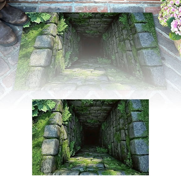 BKER Carpet Bottomless Hole Optical Ilusion Area Rug,3D Vortex Optical Illusion Rug Round Area Trap,3D Visual Illusion Fluffy Carpet,Anti-Skid Floor Mat