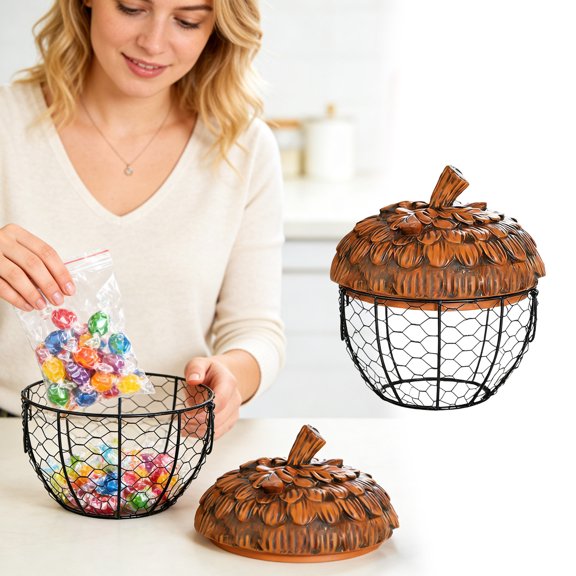 BKER Egg Storage With Wire Mesh Resin And Wrought Kitchen Organizer Farm Fresh Egg Collecting And Storage Holder | Suitable For Kitchen Countertop And F