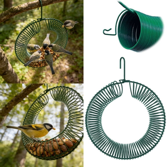 BKER Hanging Wreath Bird Feeder With Hanging Hook Decorative Attracting Birds For Outdoor Birds Holder,Cardinals, Blue Jays, Finches