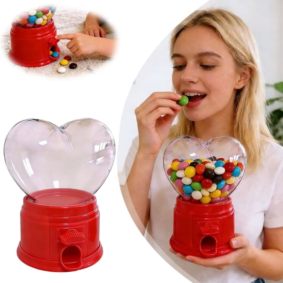 BKER Heart Shaped Candy Dispenser Mother's Day Candy Machine Red Gum Dispenser For Party Teacher And Independence Day Exchange