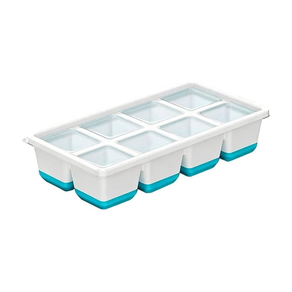 BKER Ice Cube Tray,Ice Cube Mold with 8 Cubes, Stackable Ice Trays for Freezer with Easy-Release Silicone Bottom, for Drinks, Coffee,