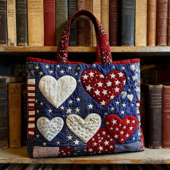BKER Independence Day Decorations 250th Anniversary US Handbag Quilted Shoulder Tote Bag (Blue)