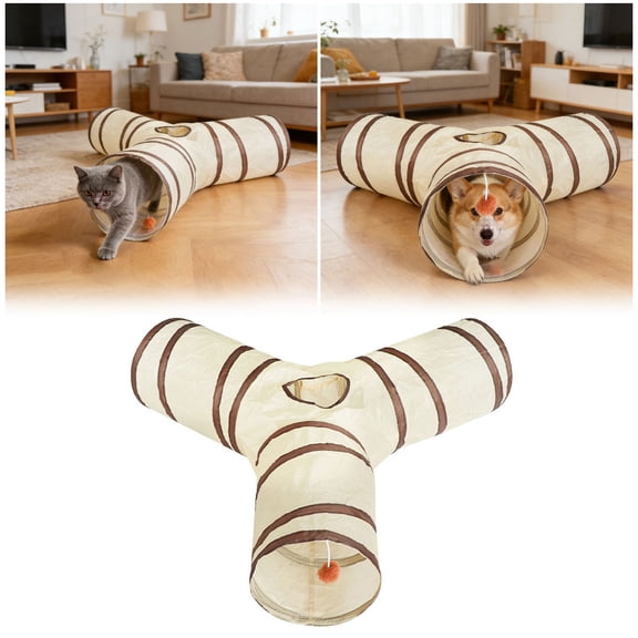 BKER Interactive Cat Tunnel With Teaser And Crinkle Paper For Indoor Play Exercise And Exploration