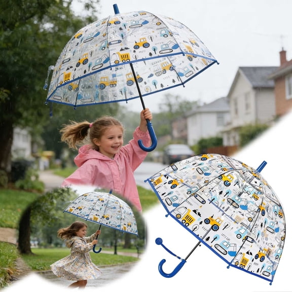 BKER Kids Folding Umbrella Auto Open/Close Anti-rebound Safe Design UV Resistant Automatic Children Travel Umbrellas 360° Reflective Strip Lightweight Cute Umbrella for Girls & Boys