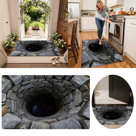 BKER Visual Illusion Endless Abyss Pattern HD Printed Non- Doormat,3D Optical Illusion Rug, Bottomless Hole Area Rugs, Abyss Carpet for Floor Door Mat,(40cm-120cm)