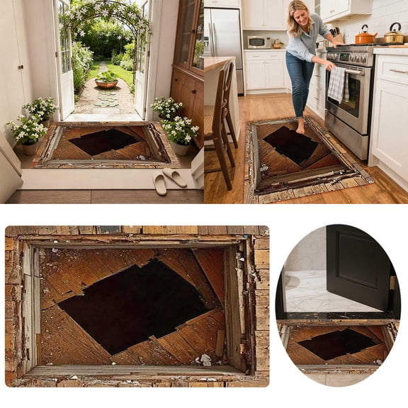 BKER Visual Illusion Endless Abyss Pattern HD Printed Non- Doormat,3D Optical Illusion Rug, Bottomless Hole Area Rugs, Abyss Carpet for Floor Door Mat,(40cm-120cm)