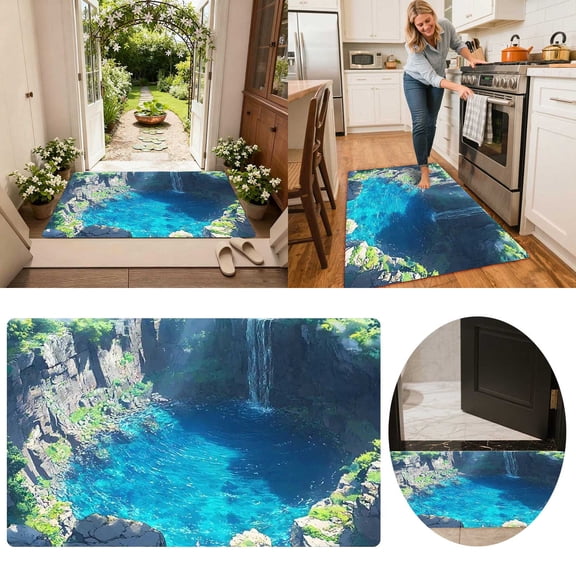 BKER Visual Illusion Endless Abyss Pattern HD Printed Non-Slip Doormat,3D Optical Illusion Rug, Bottomless Hole Area Rugs, Abyss Carpet for Floor Door Mat,(40cm-120cm)
