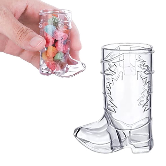 BKER Western Cowboy Boot Shaped Plastic Shot Glasses Transparent Mini Cups For Cowboy Themed Party Drinks Party Supplies